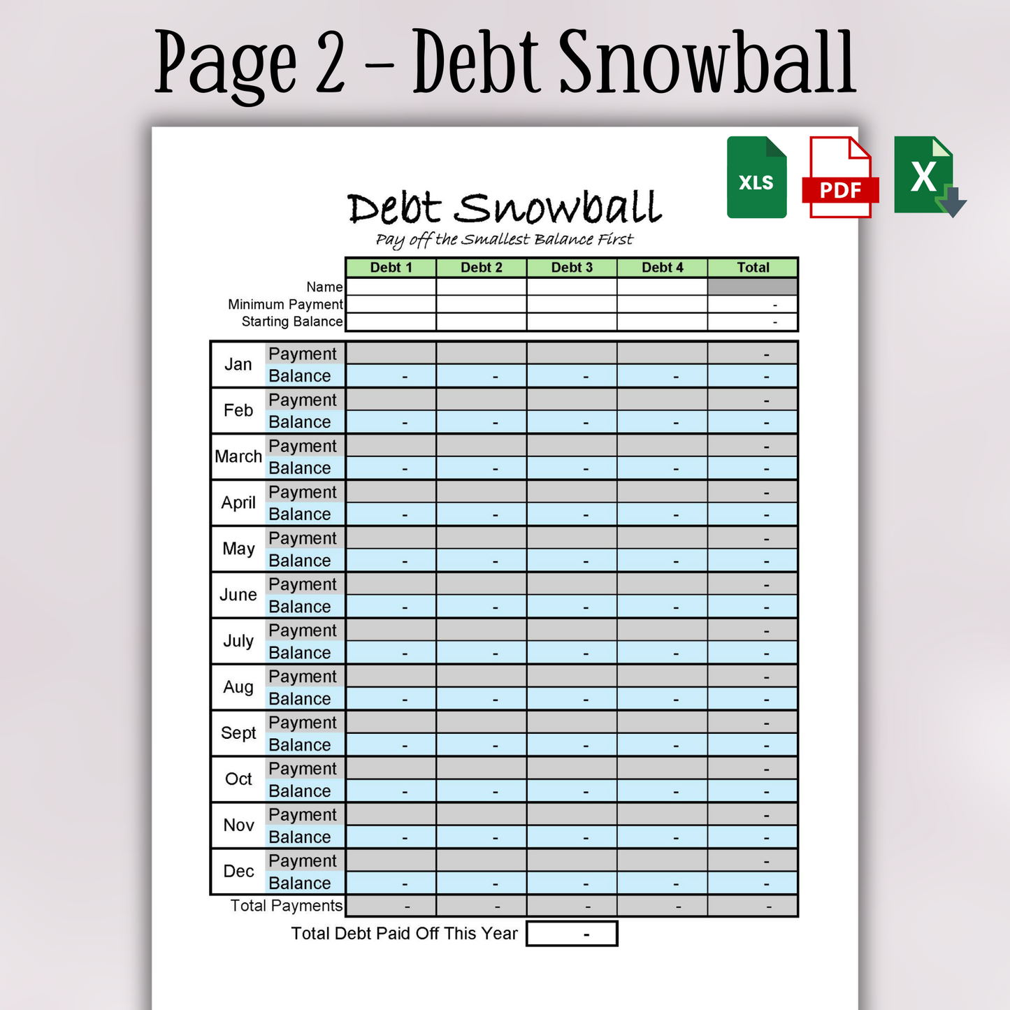 Debt Tracker (Excel, Google Sheets, & PDF)