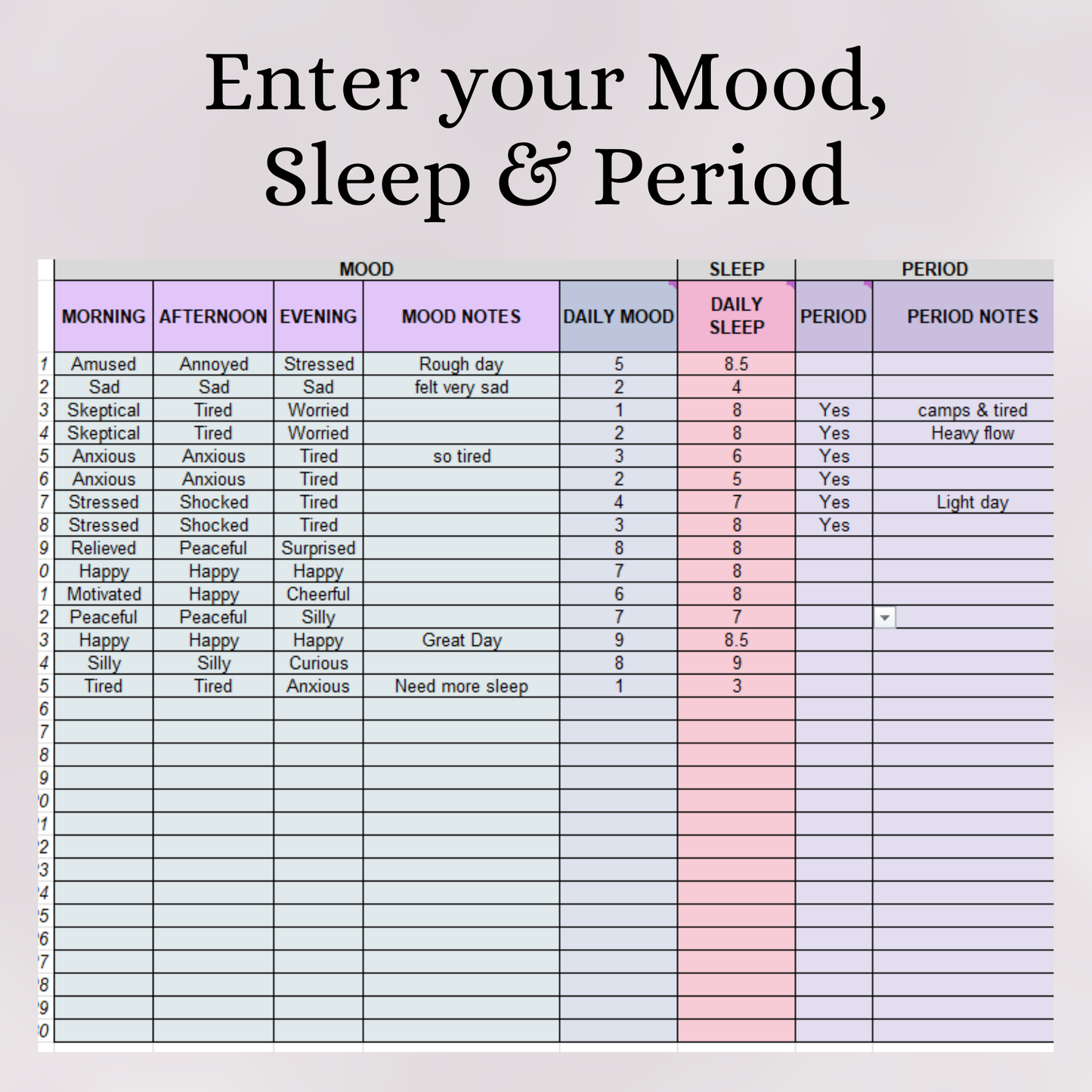 Mood Tracker (Excel)
