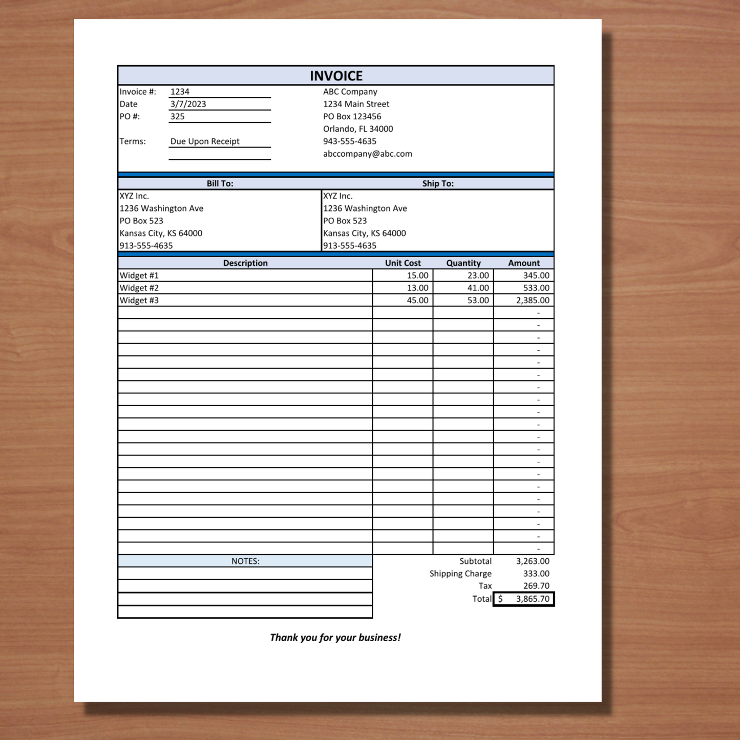 Invoice Template (Excel & PDF)