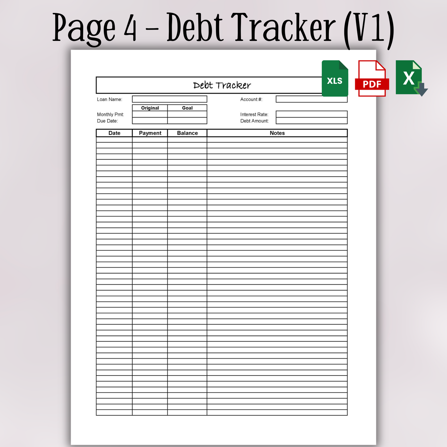 Debt Tracker (Excel, Google Sheets, & PDF)