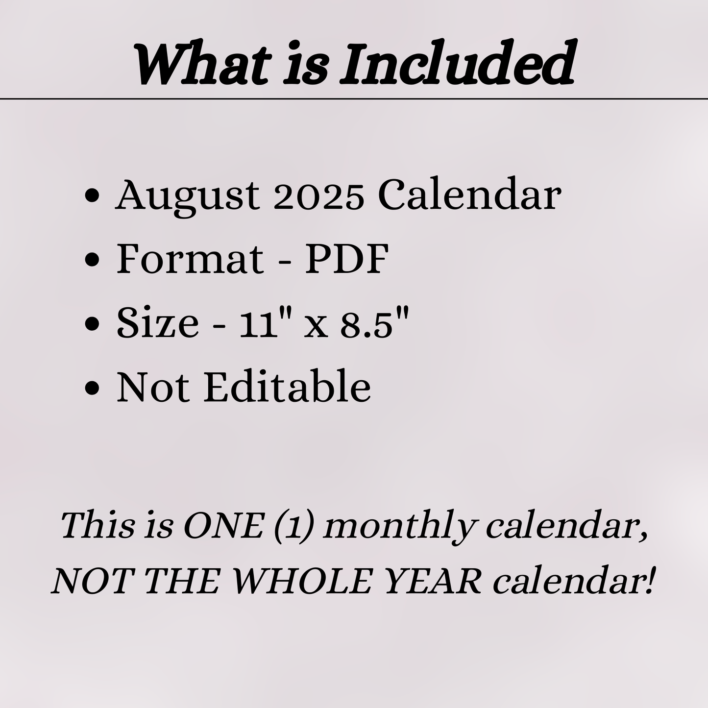 August 2025 Calendar Printable | Monthly Calendar Template | Minimalist Digital Download