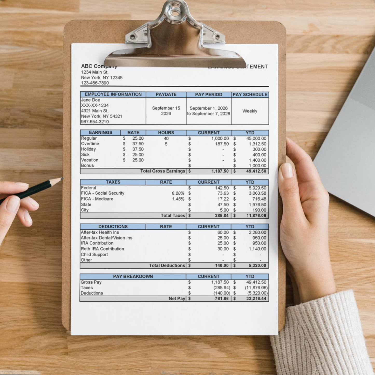 Editable Paycheck Stub Template