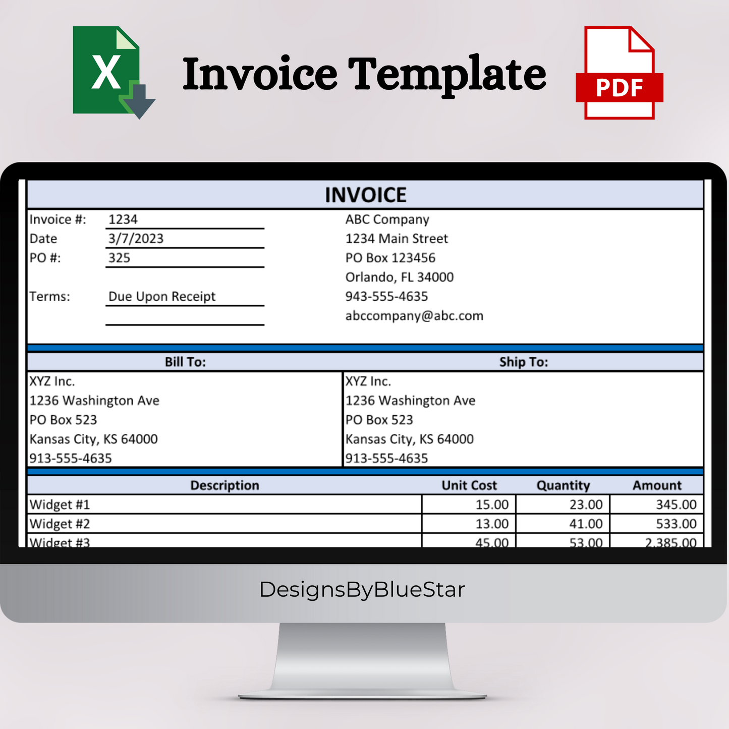 Invoice Template (Excel & PDF)