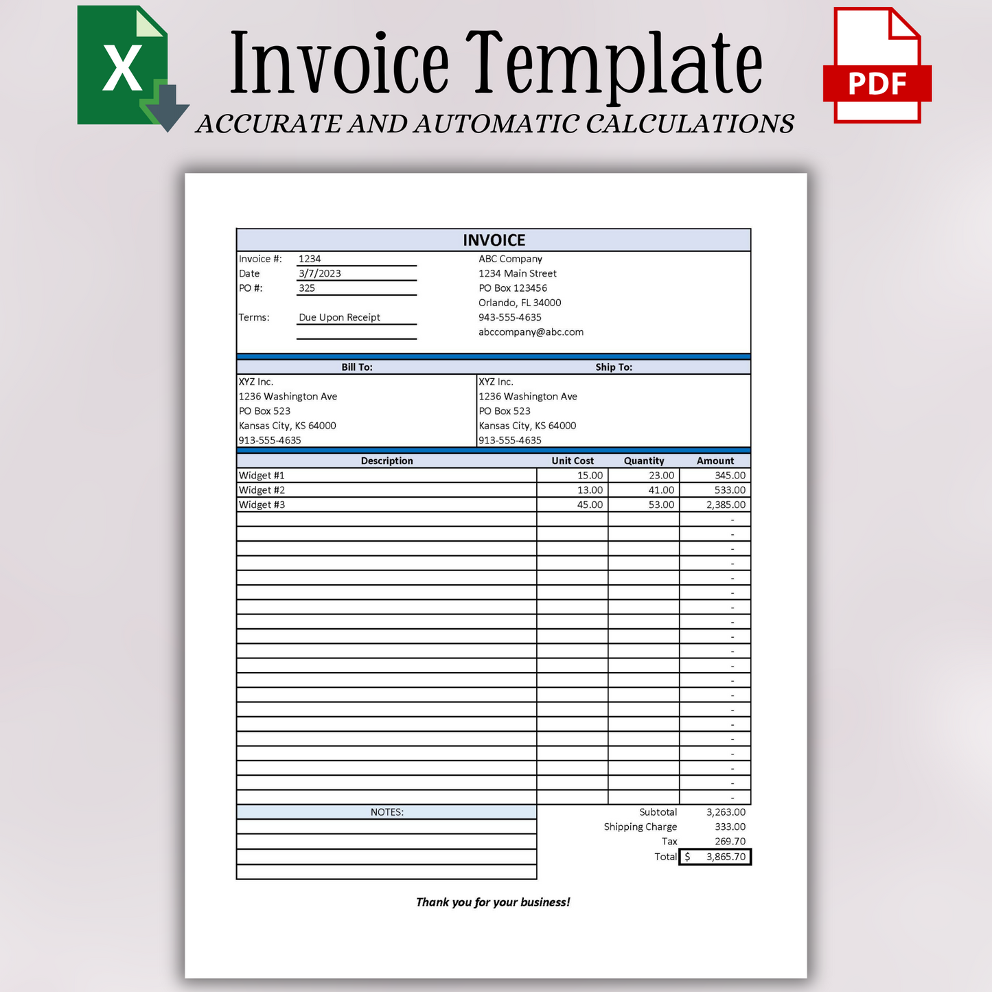 Invoice Template (Excel & PDF)