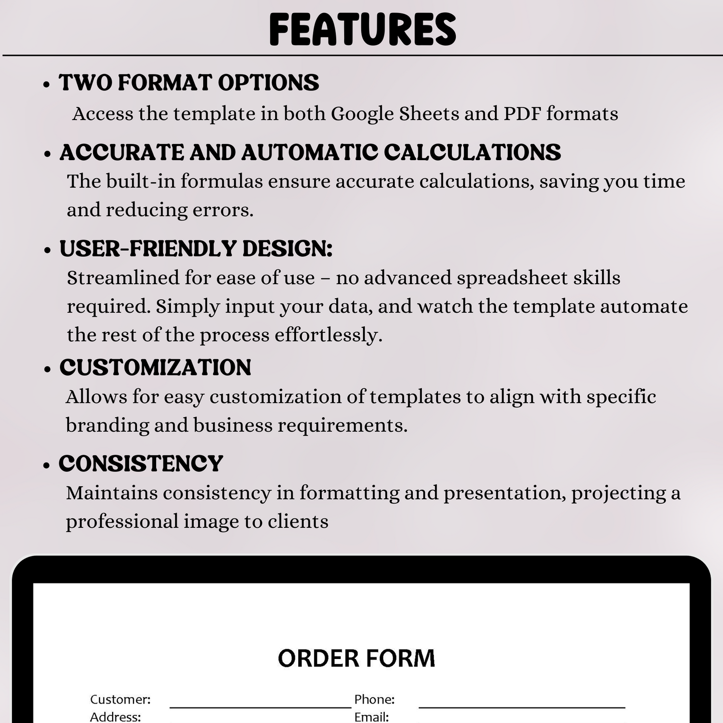 Order Form Template Version 2 (Google Sheets)