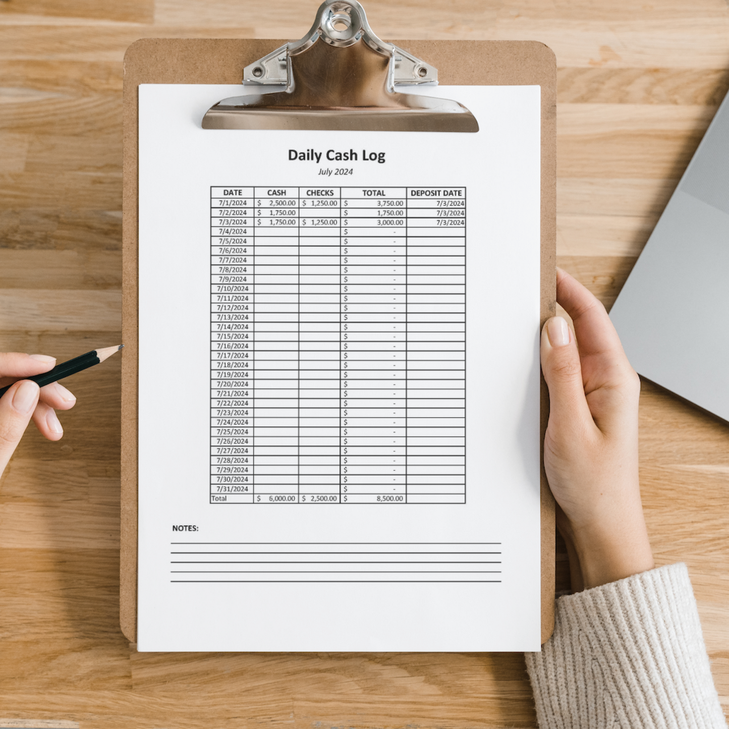 Cash Log Book