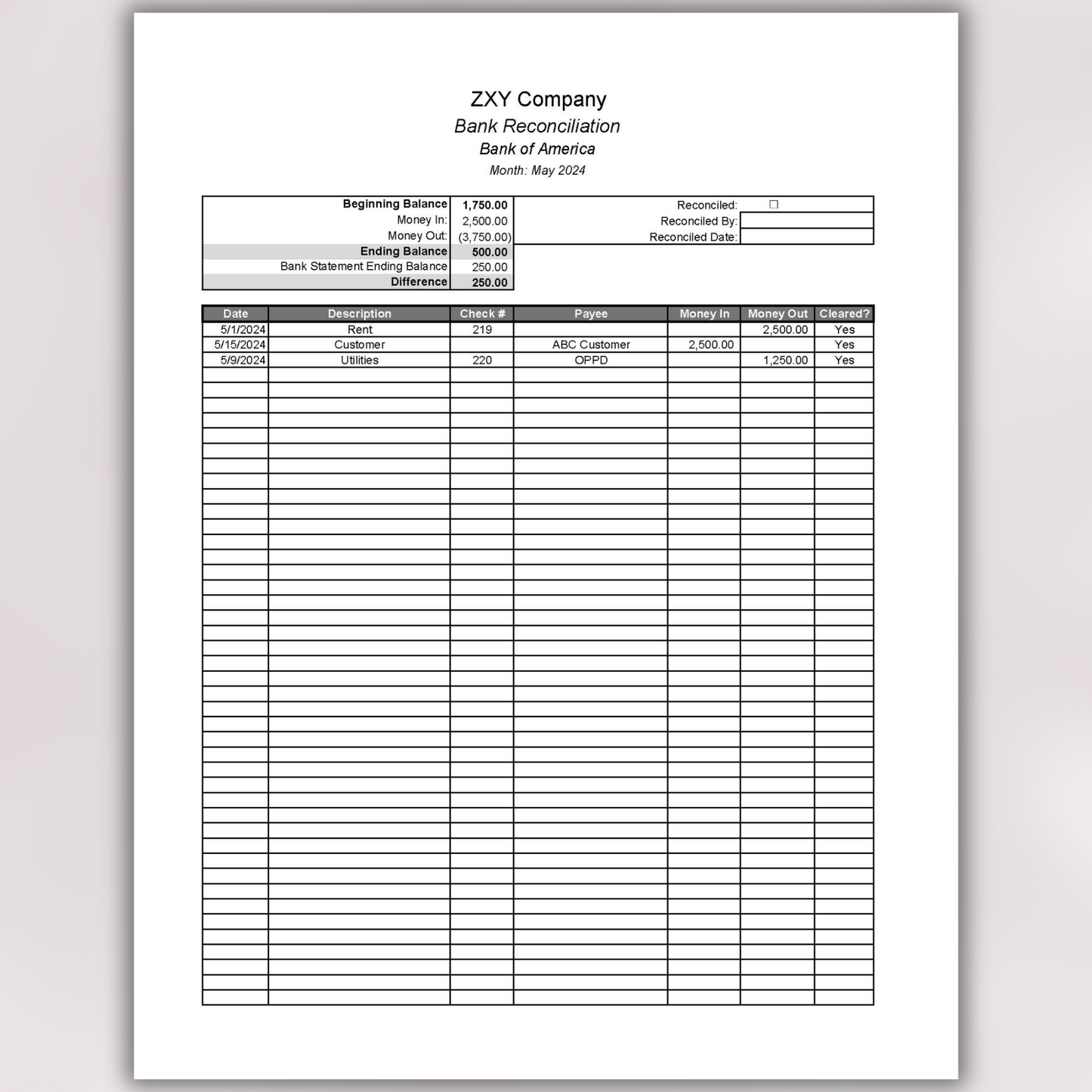 Bank / Account Reconciliation