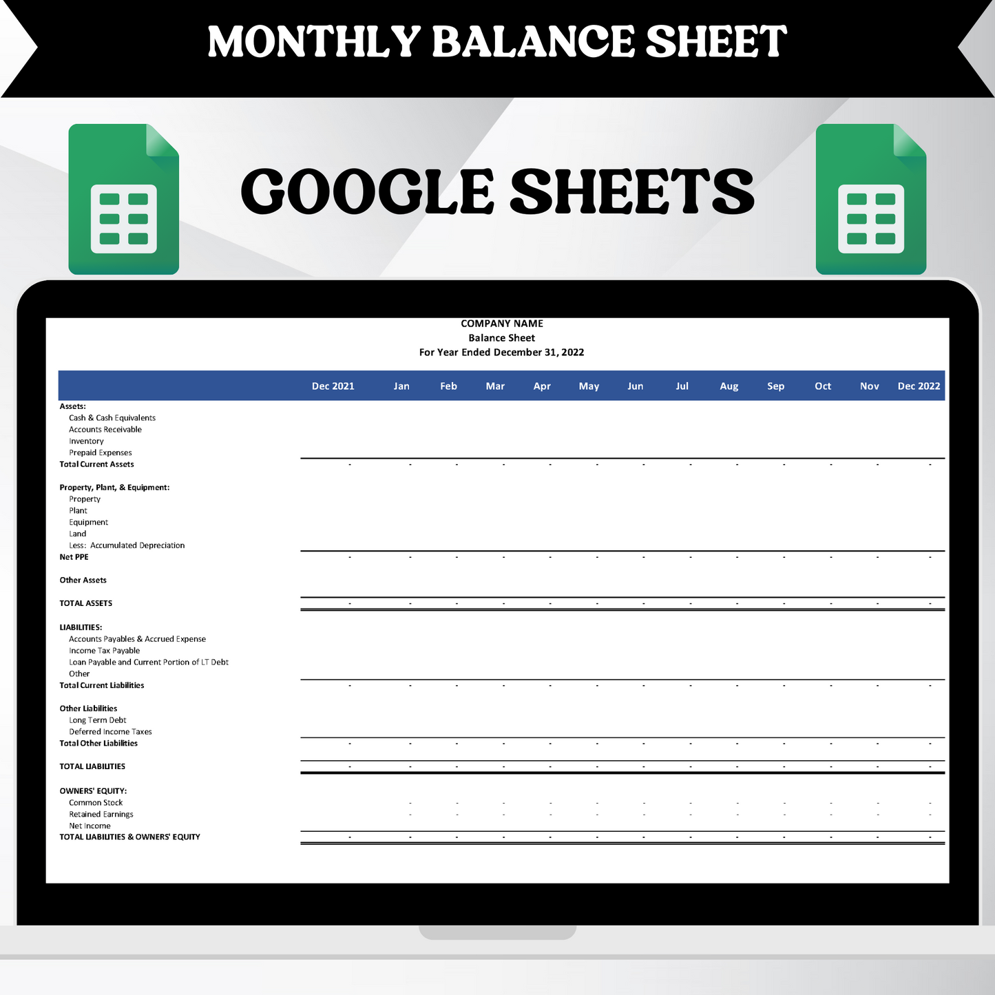 Monthly Balance Sheet (Google Sheets)