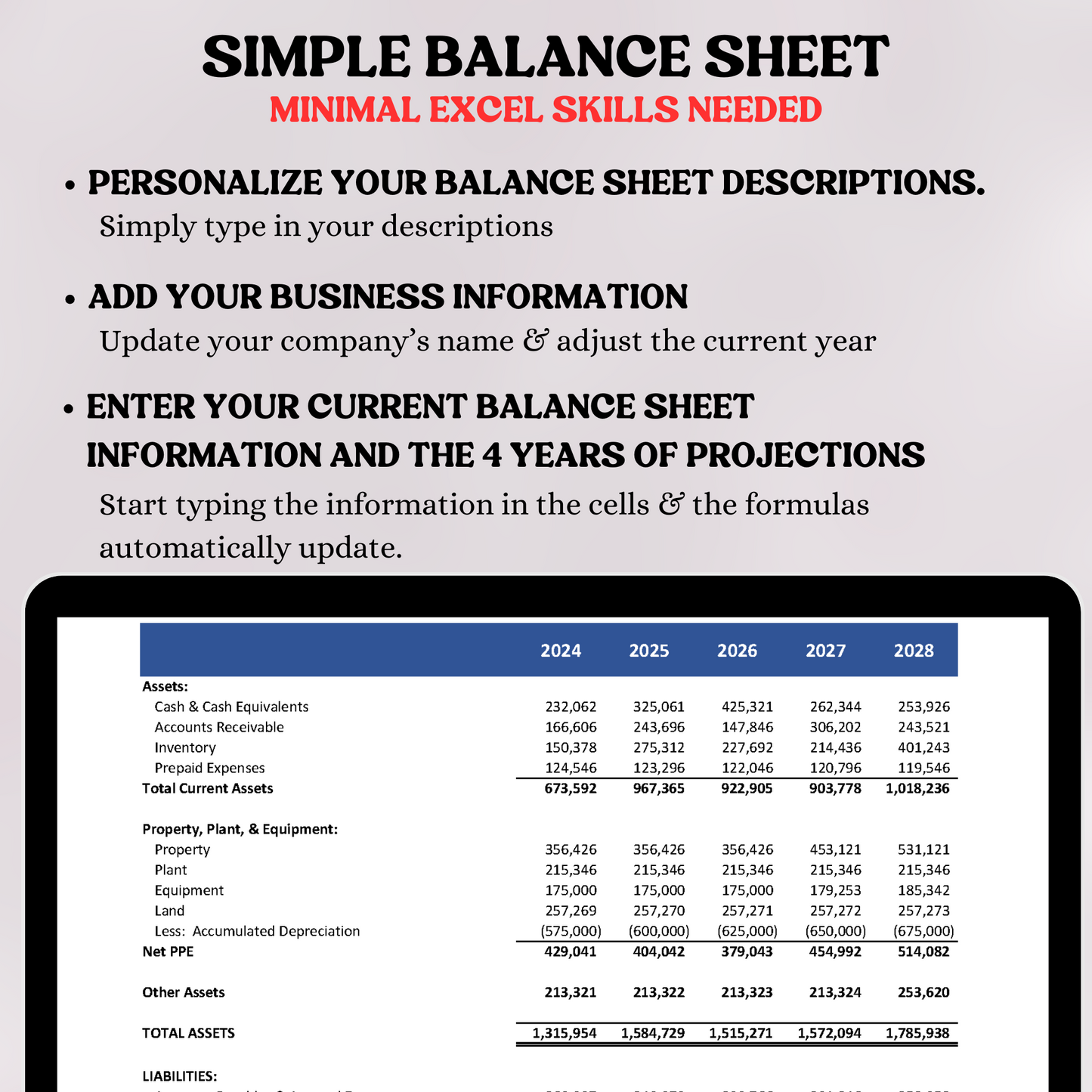 Balance Sheet Projection (Excel)