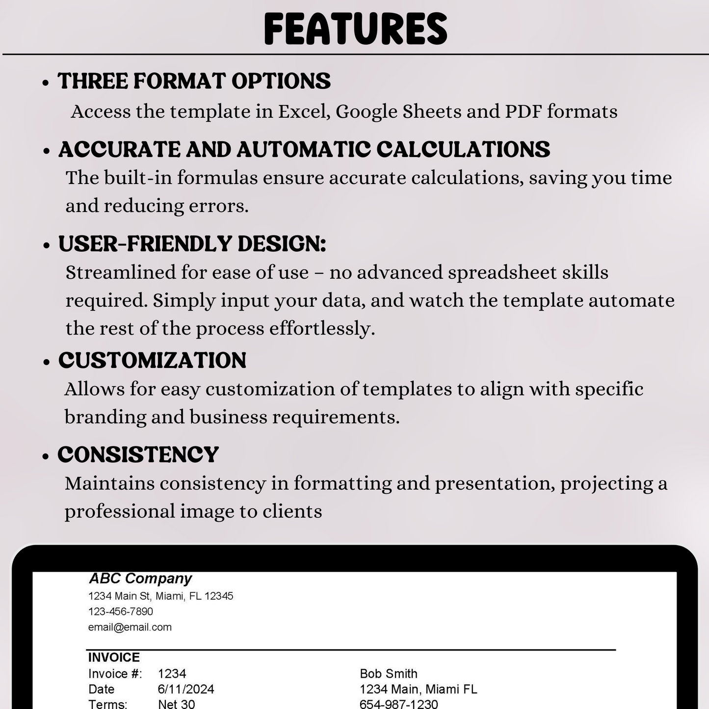 Editable Invoice Template (Excel, Google Sheets, PDF)
