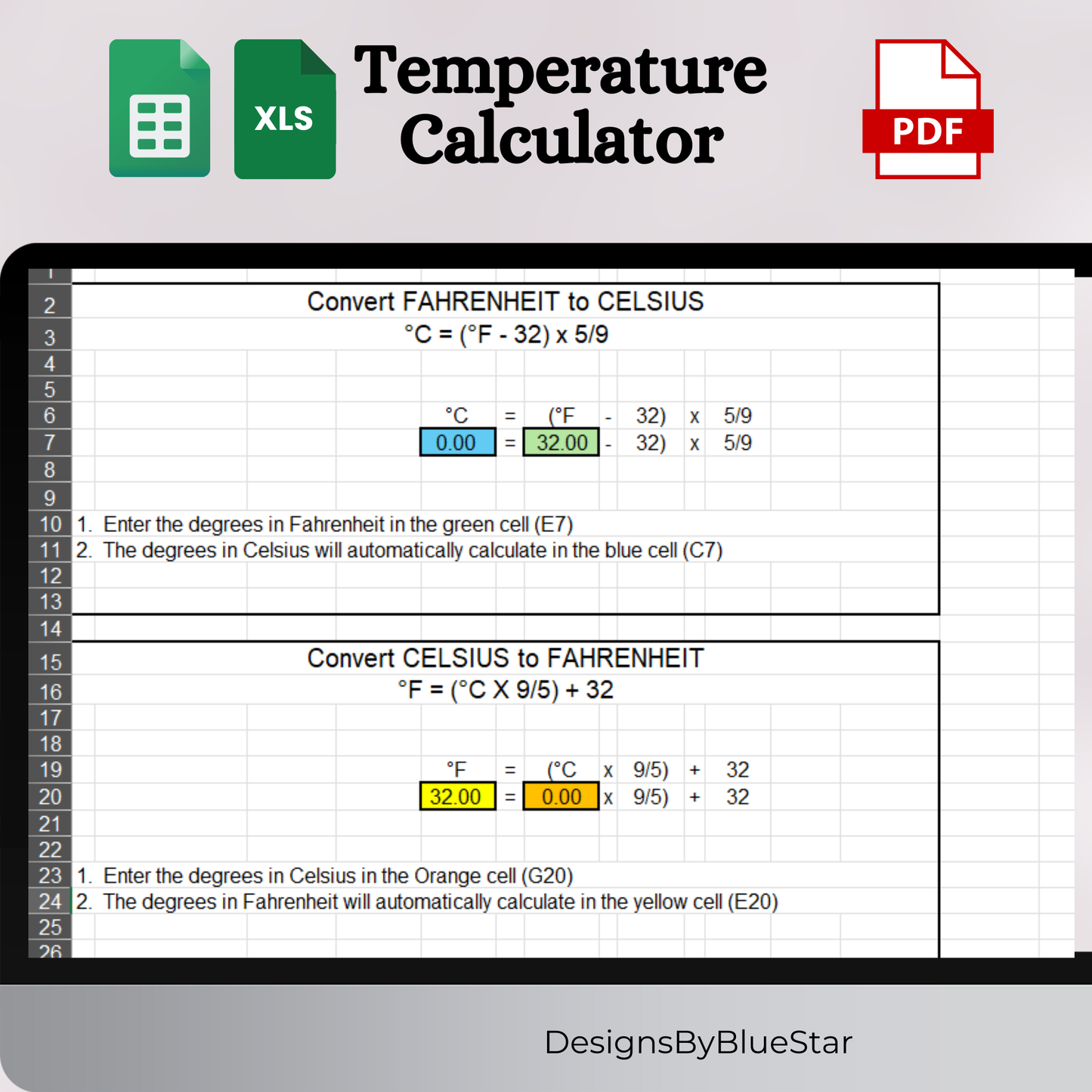 Printable Temperature Conversion Chart | Fahrenheit to Celsius and Celsius to Fahrenheit Temperature Chart | Convert Temperature Table