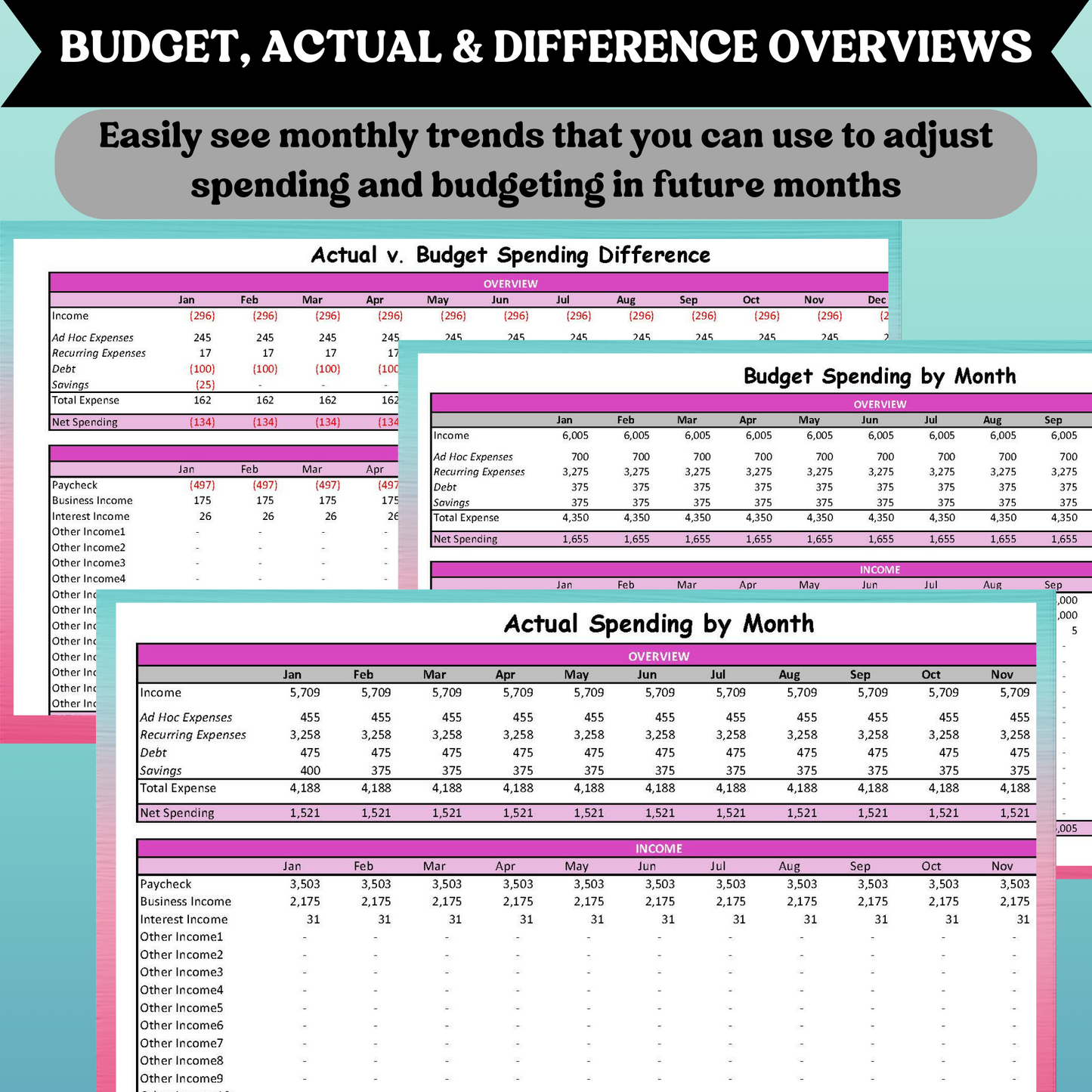 Premium Budget Pink Spreadsheet (Excel)