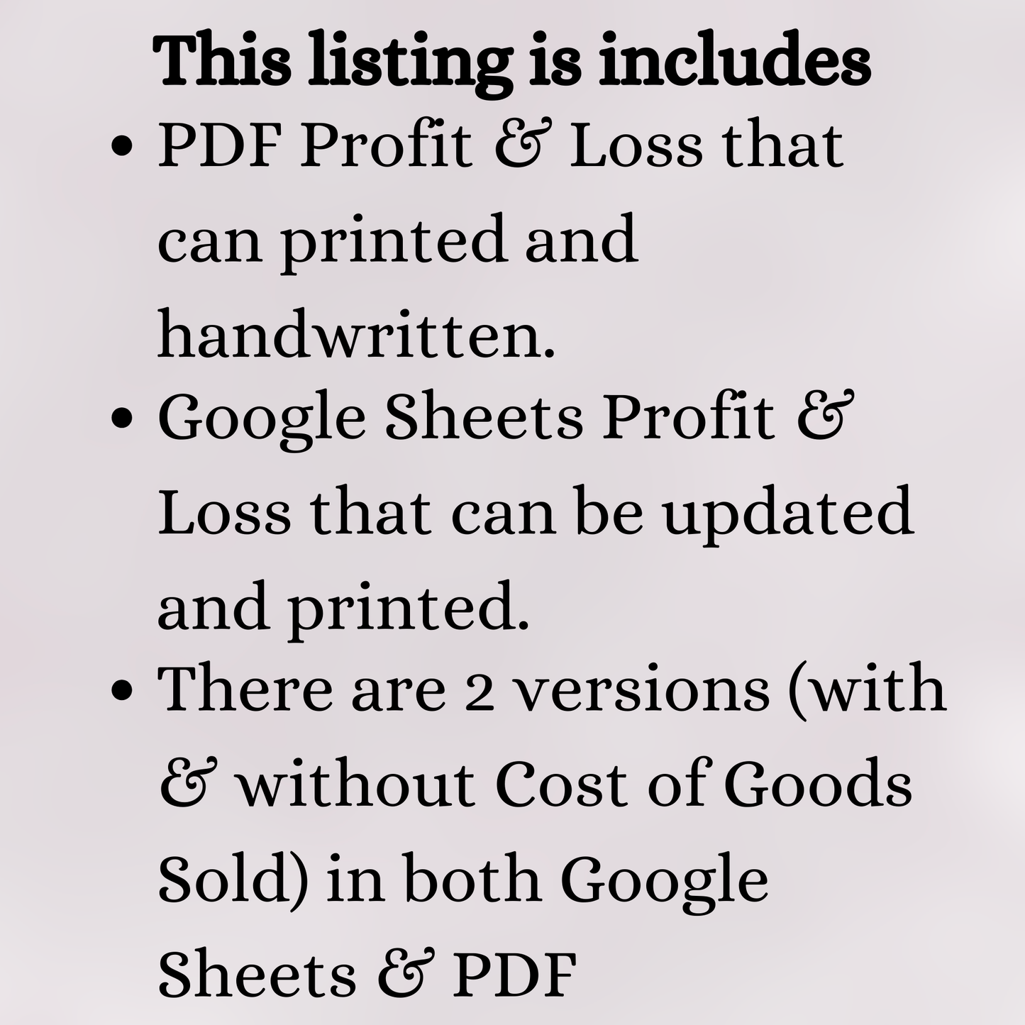 Printable Profit & Loss Form (Google Sheets)