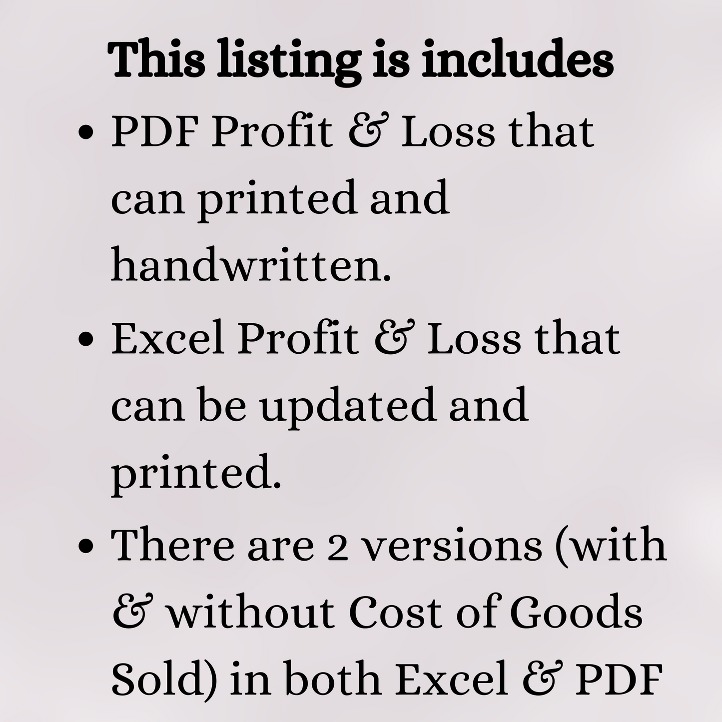 Printable Profit and Loss Form (Excel)
