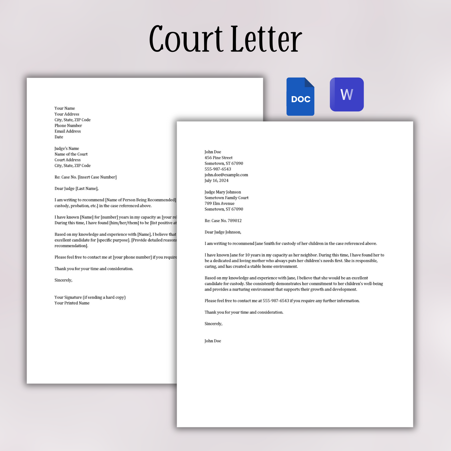 Court Reference (Word and Google Docs)