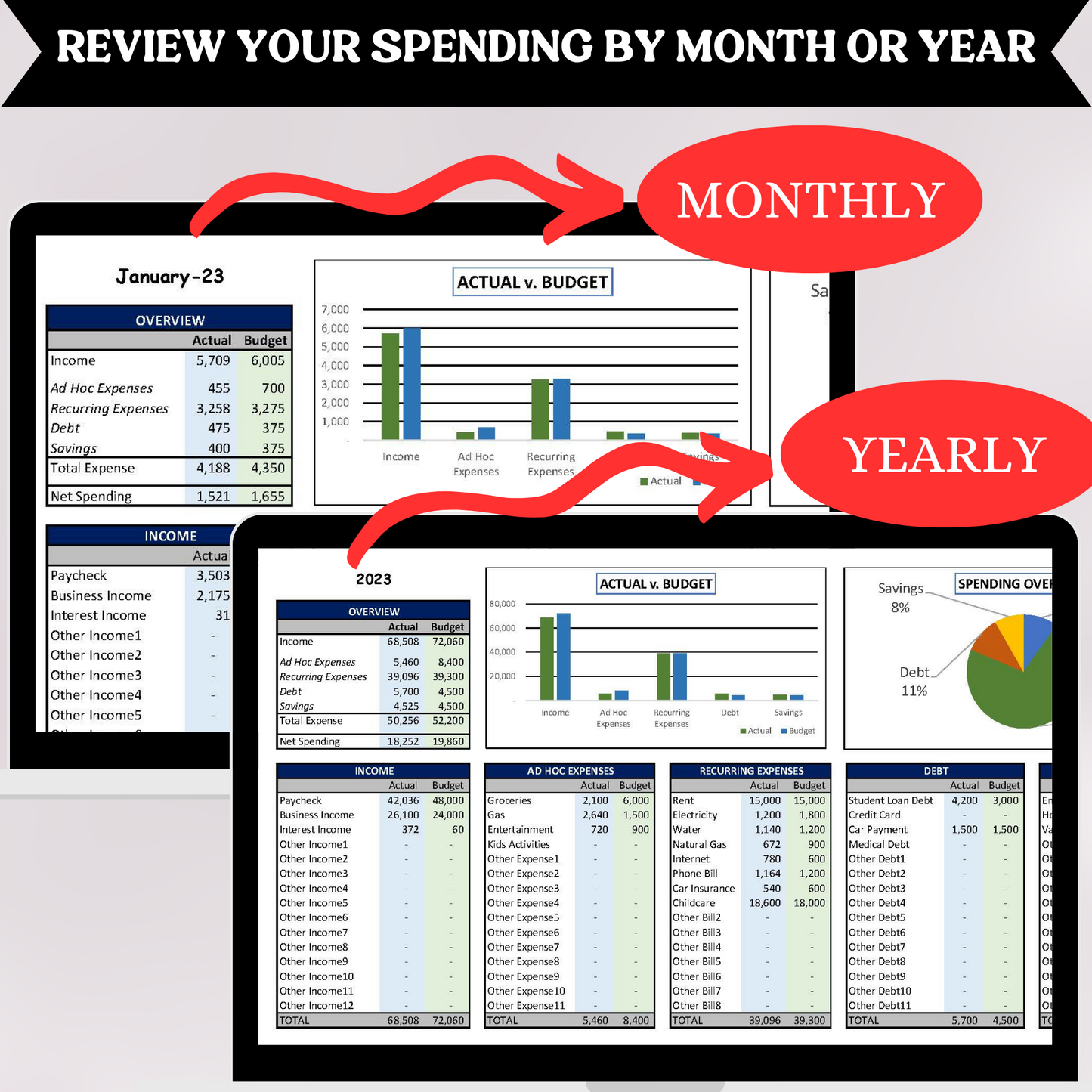 BUNDLE Personal Financial Statement with Budget Template (Excel)