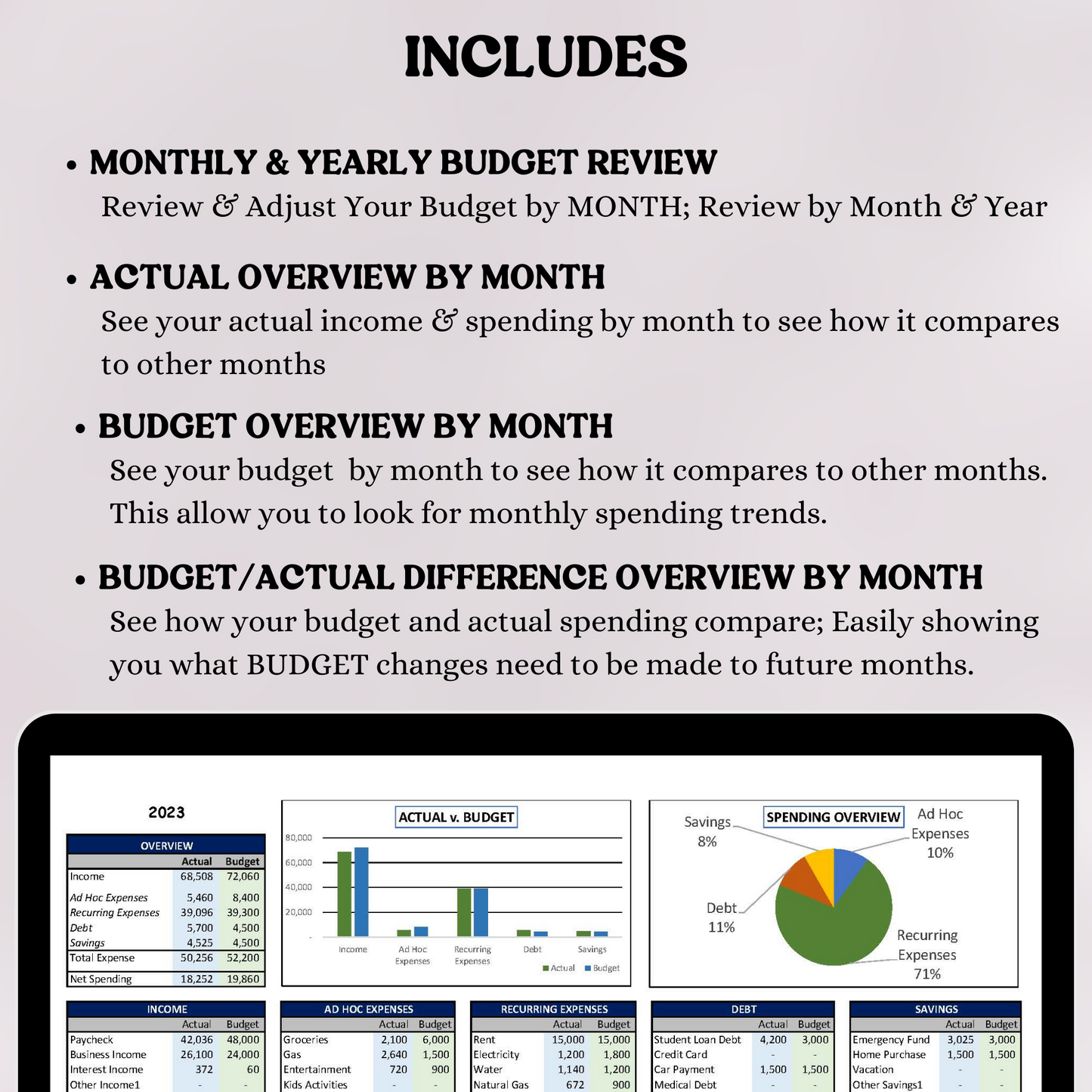 Monthly Budget - Blue (Excel)