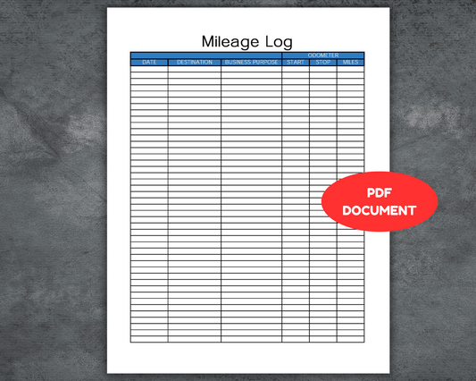 Business Mileage Log Book