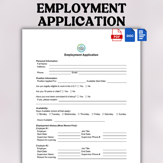 Cleaning Service Employment Application