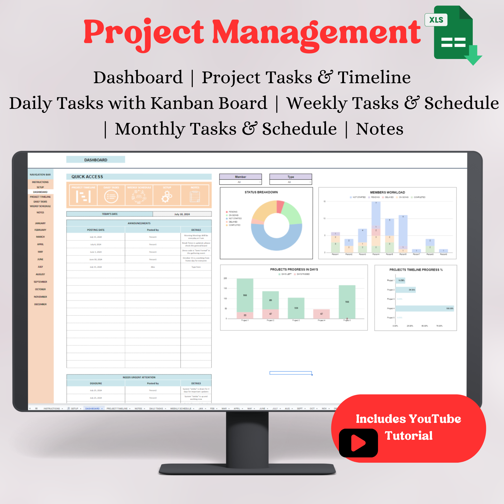 Project Management Spreadsheet (Google Sheets) – Designs By Blue Star