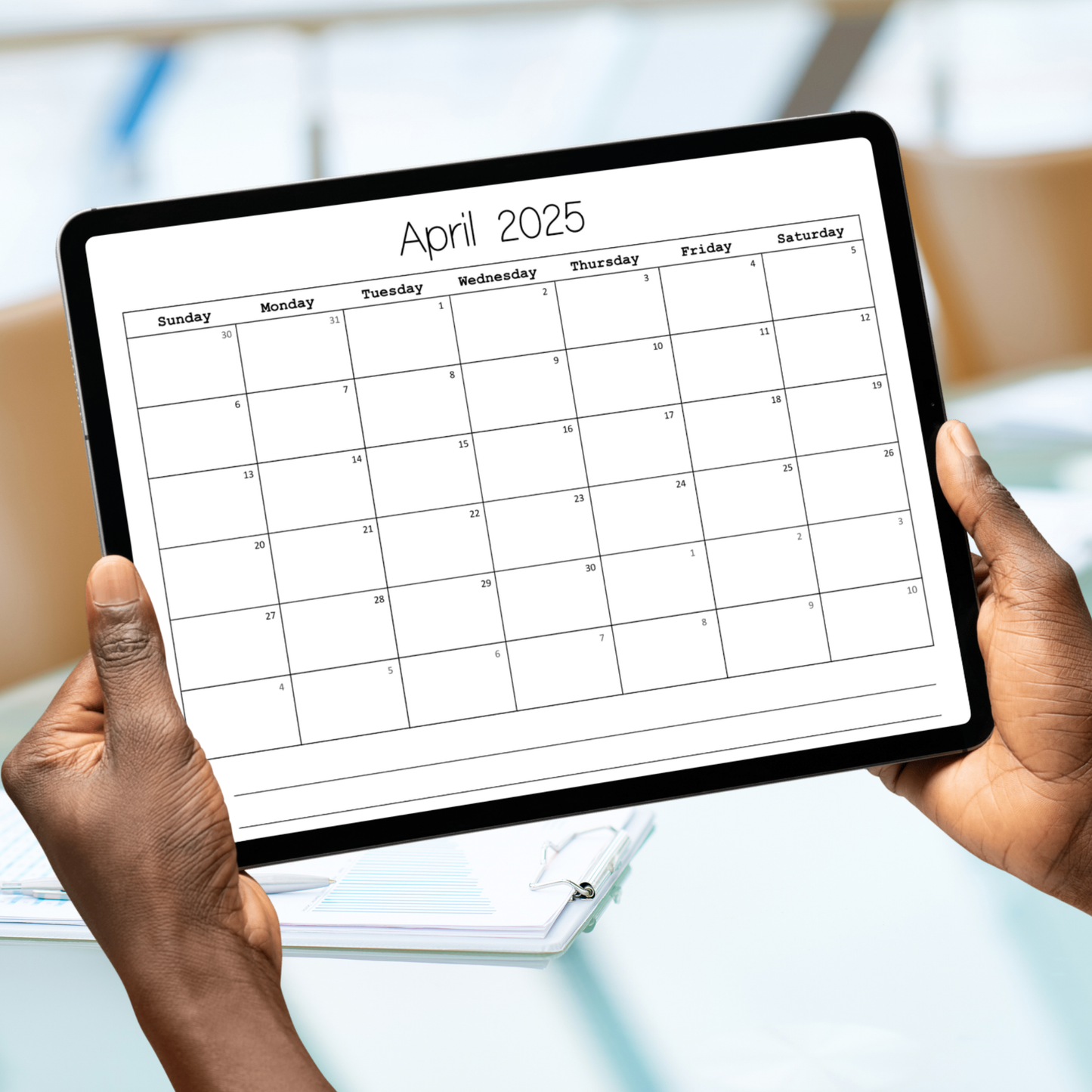April 2025 Calendar Printable | Monthly Calendar Template | Minimalist Digital Download