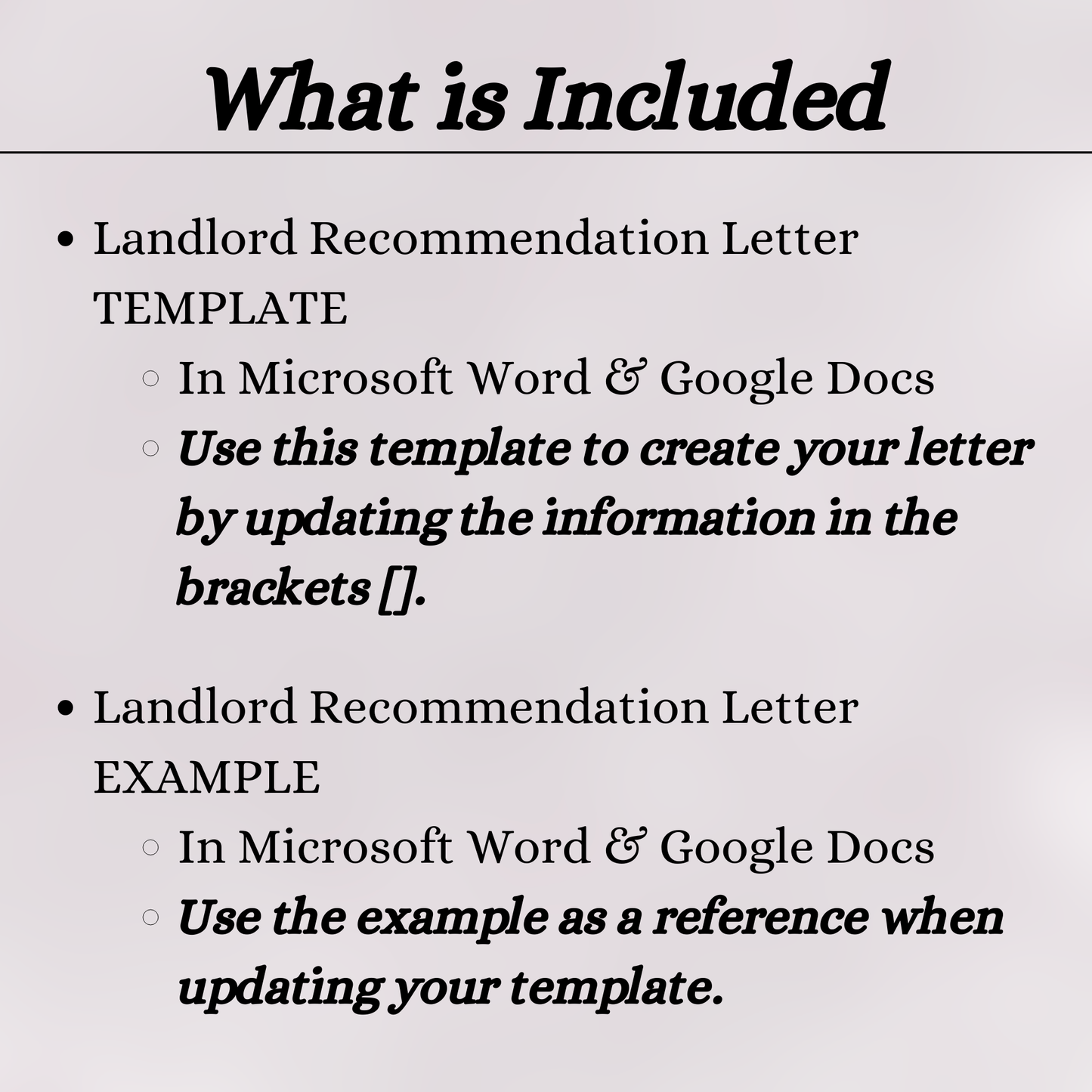 Landlord Recommendations (Word and Google Docs)