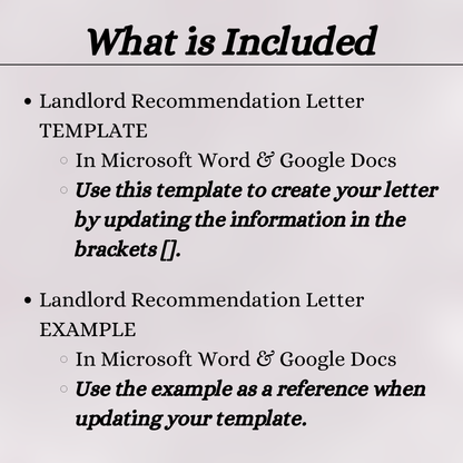 Landlord Recommendations (Word and Google Docs)