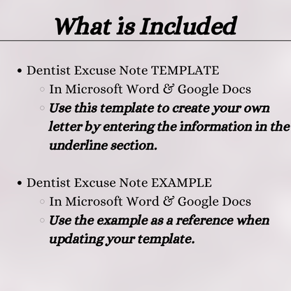 Editable Dentist Excuse Note for School | Orthodontic Medical Excuse Note Template