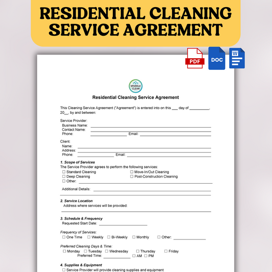 Residential Cleaning Service Agreement