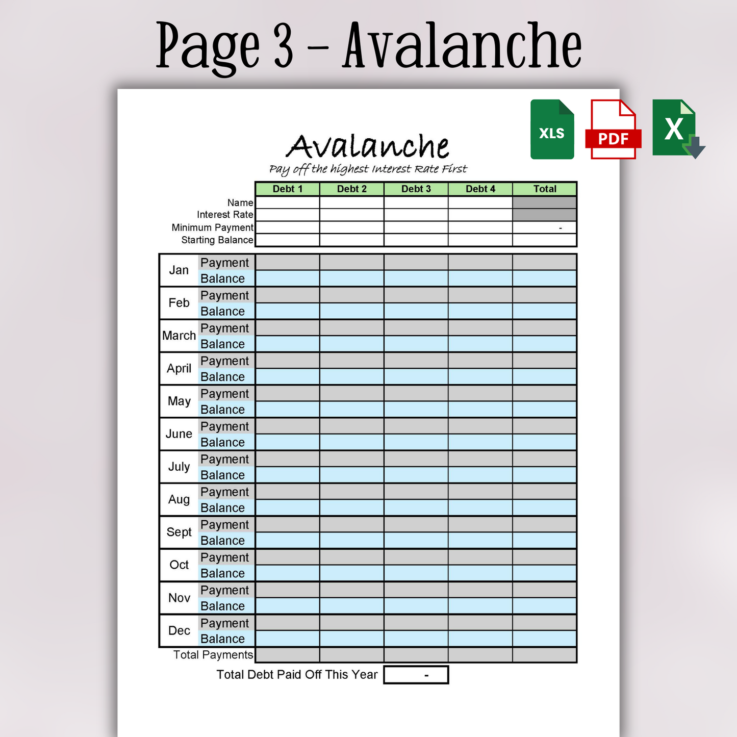 Debt Tracker (Excel, Google Sheets, & PDF)