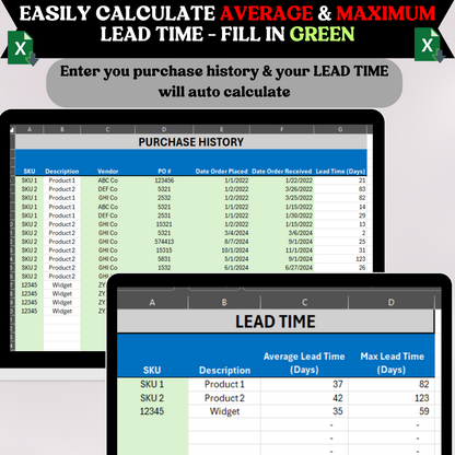Inventory Management System for Stock Reorder based on Lead Time (Excel & Google Sheets)