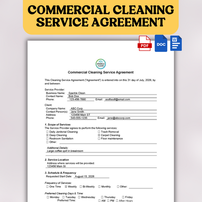 Commercial Cleaning Service Agreement