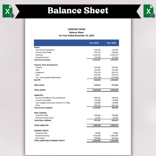 Balance Sheet with Prior Year