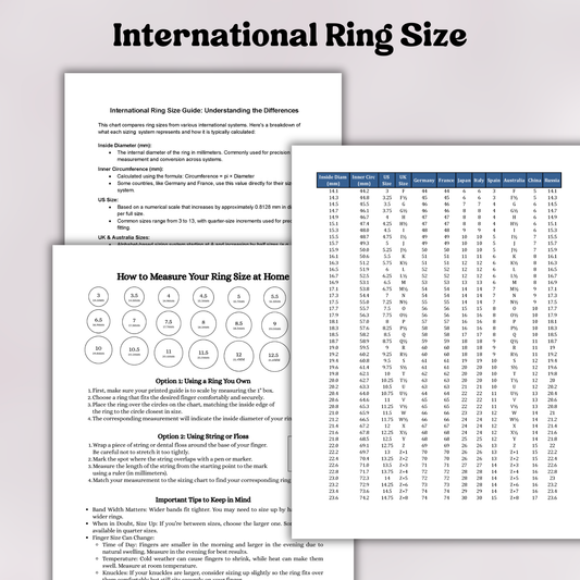 Printable Ring Size Conversion Chart | International Ring Size Guide