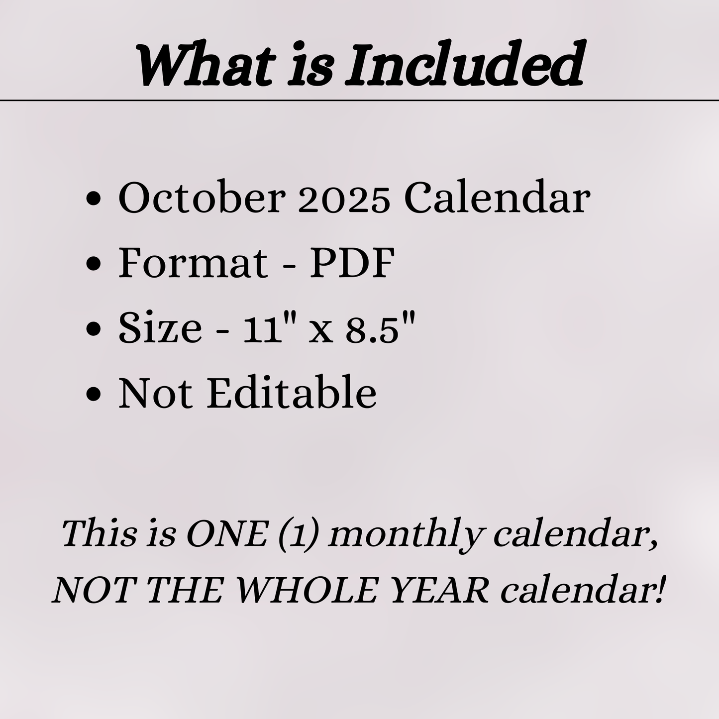 October 2025 Calendar Printable | Monthly Calendar Template | Minimalist Digital Download