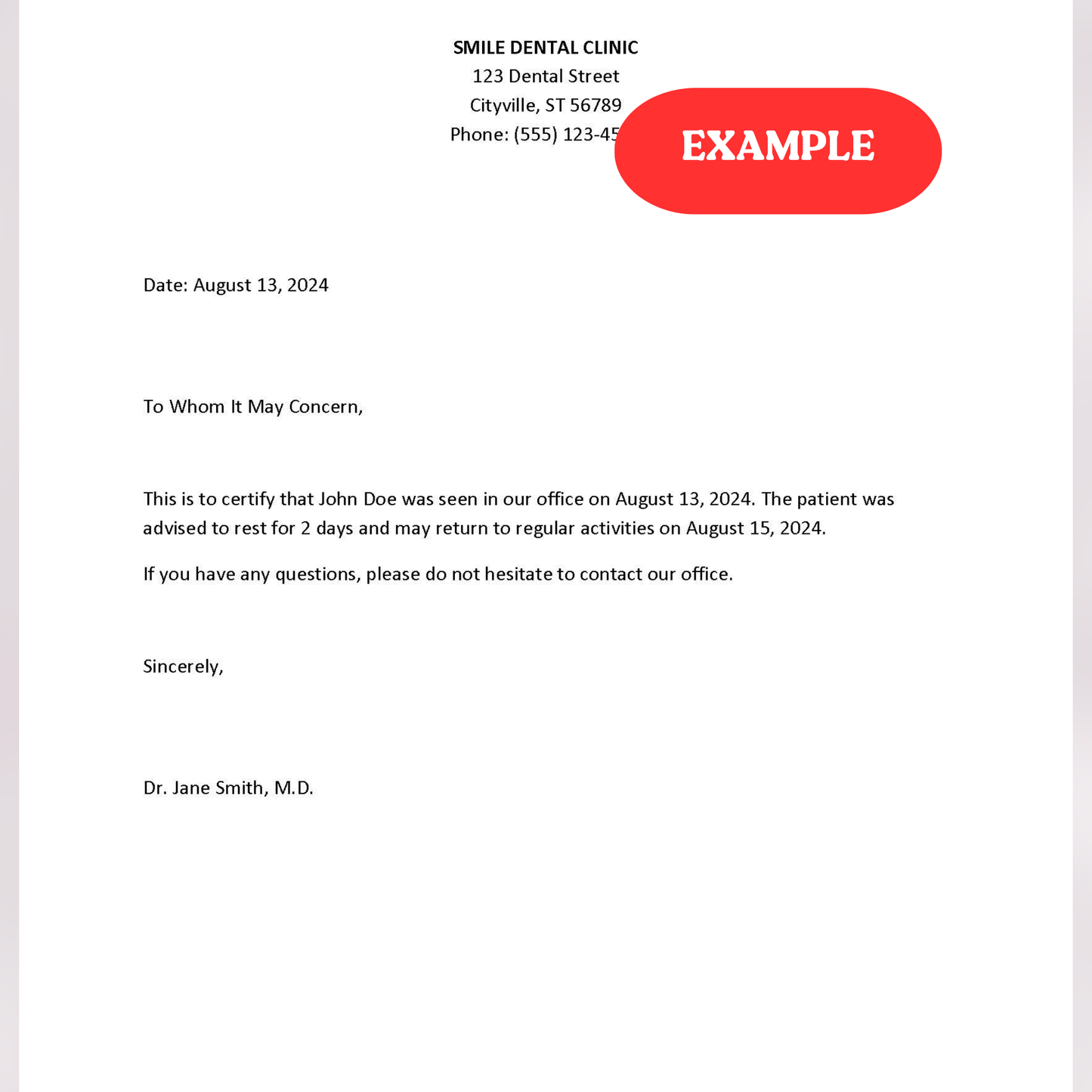 Editable Dentist Excuse Note for School | Orthodontic Medical Excuse Note Template