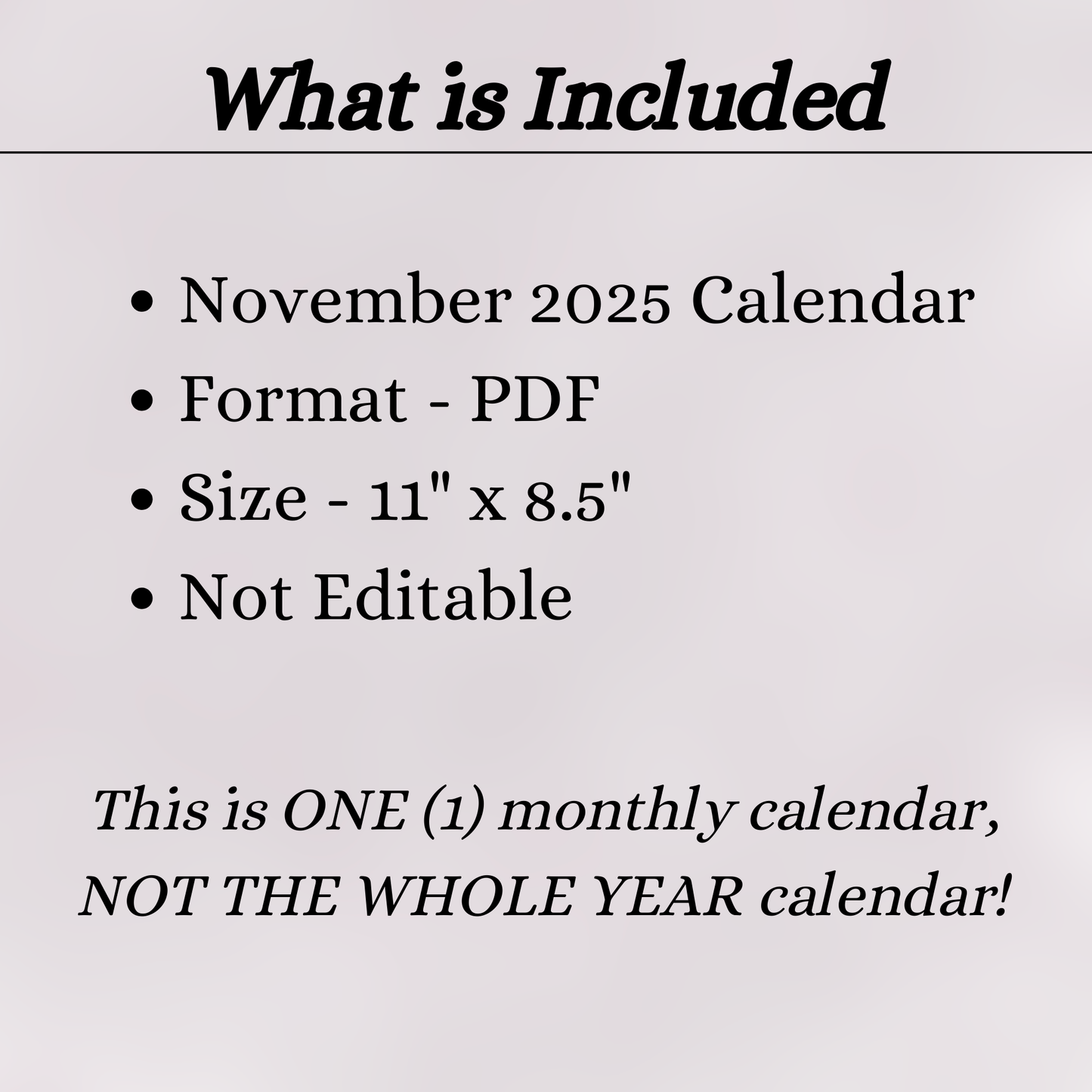 November 2025 Calendar Printable | Monthly Calendar Template | Minimalist Digital Download