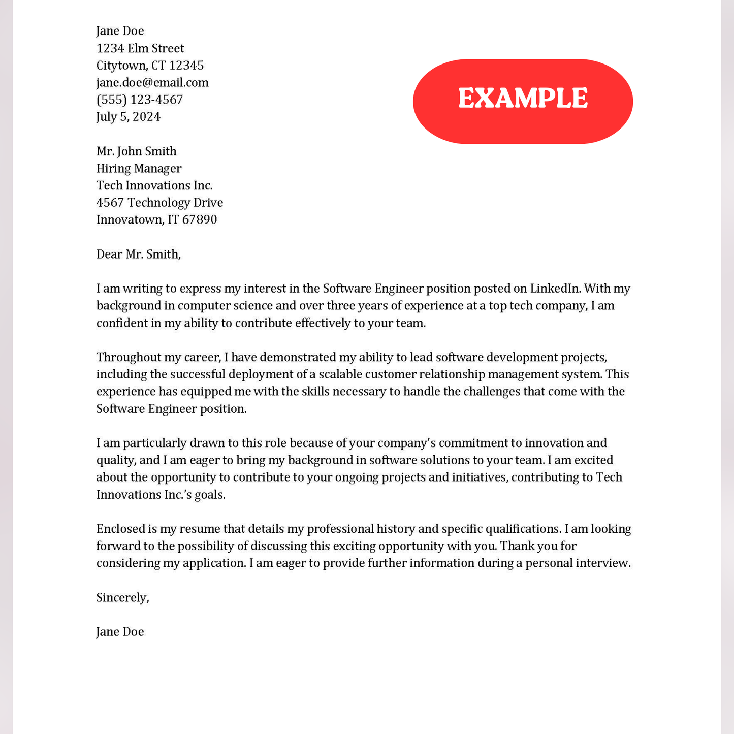 Cover Letter (Word and Google Docs)