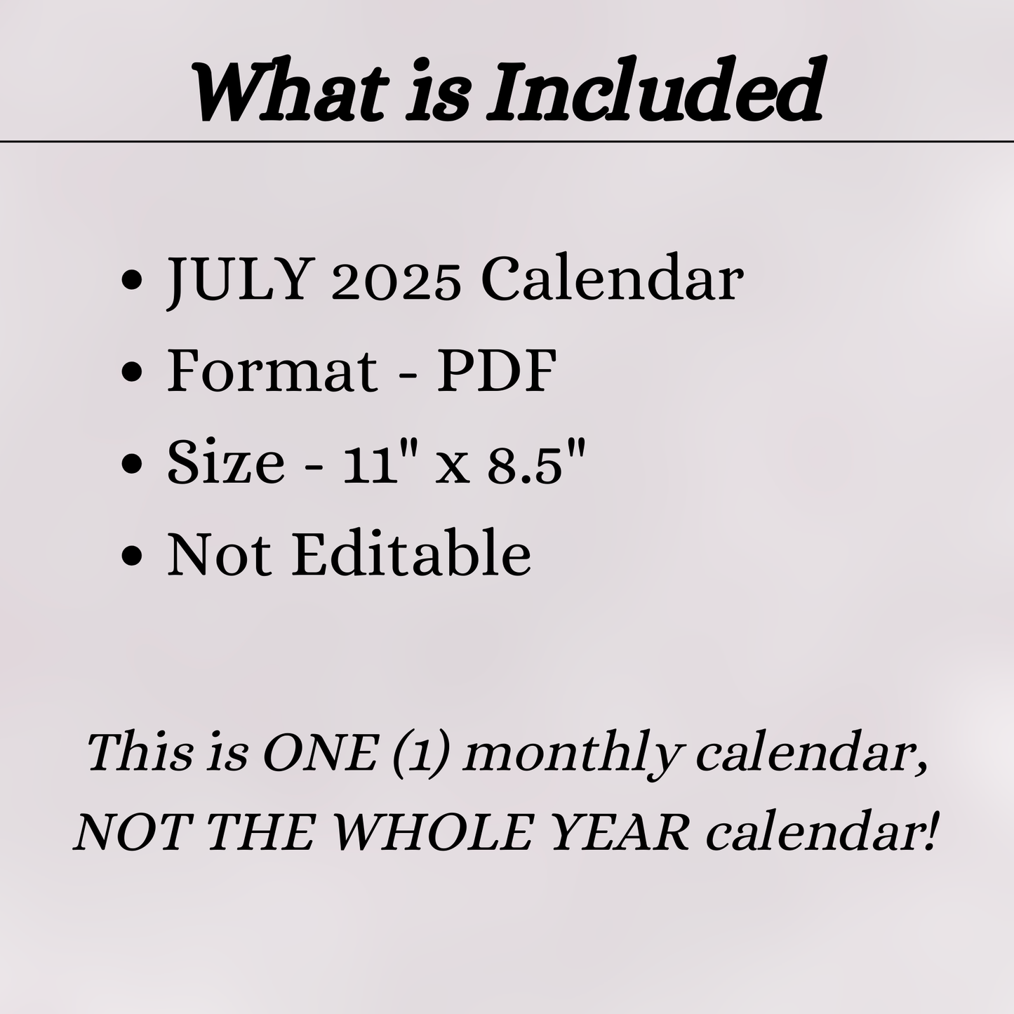 July 2025 Calendar Printable | Monthly Calendar Template | Minimalist Digital Download