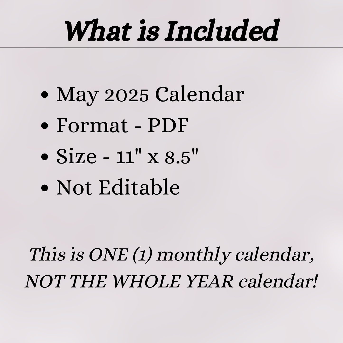 May 2025 Calendar Printable | Monthly Calendar Template | Minimalist Digital Download
