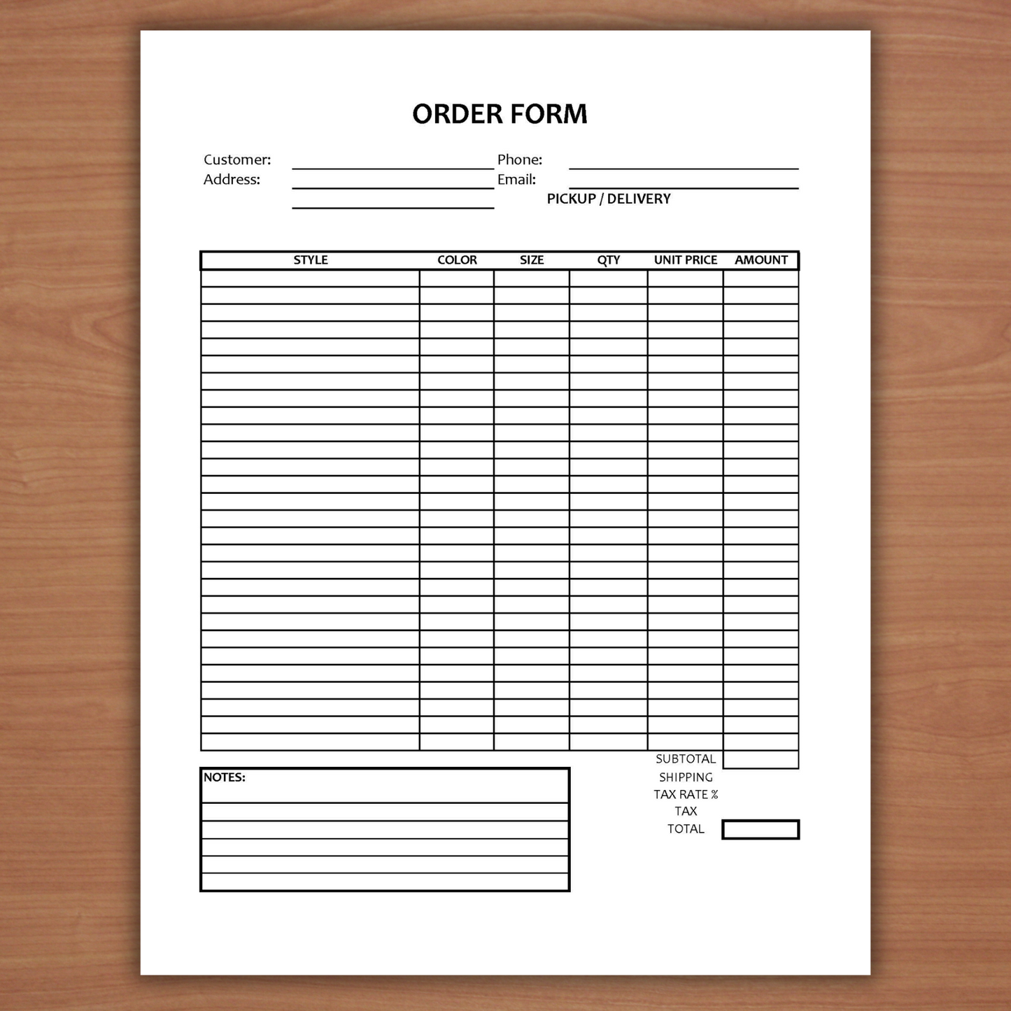 Order Form Template Version 1  (Google Sheets)