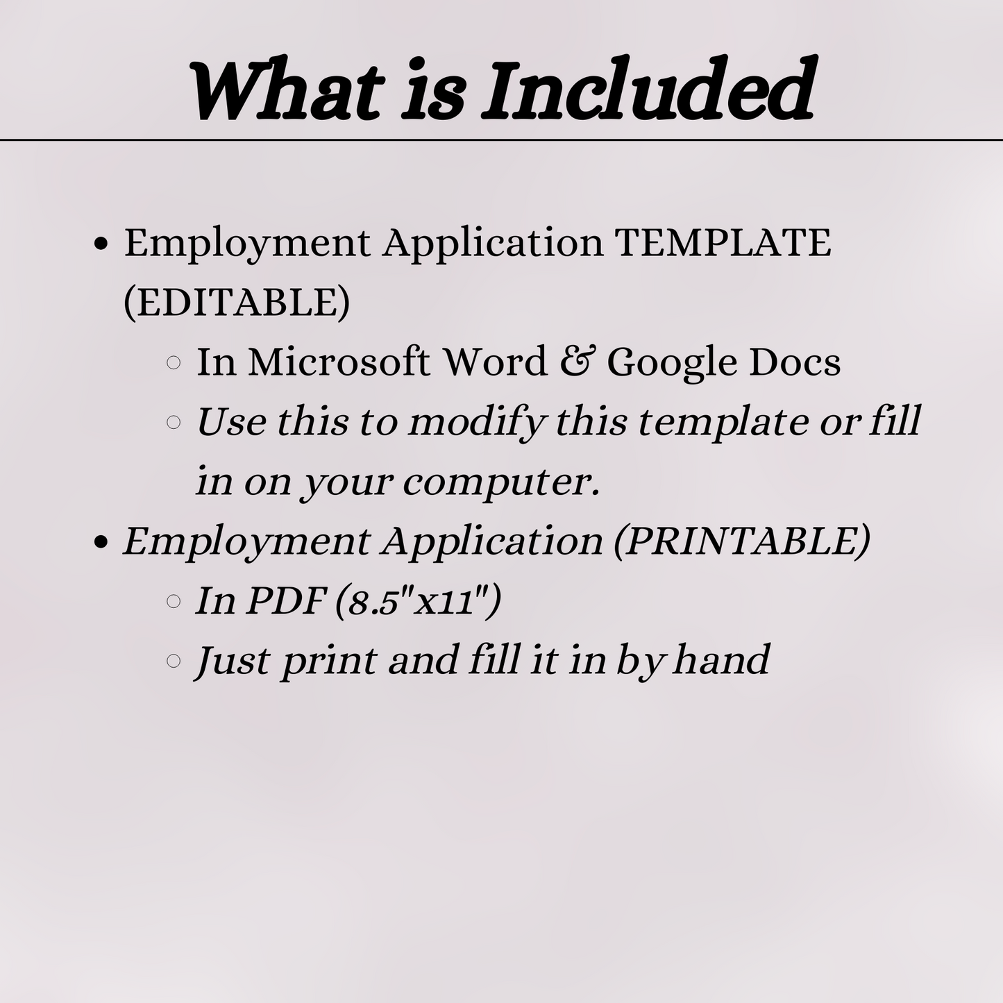 Cleaning Service Employment Application