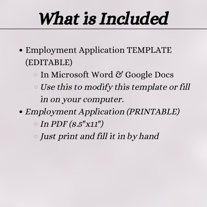 Cleaning Service Employment Application