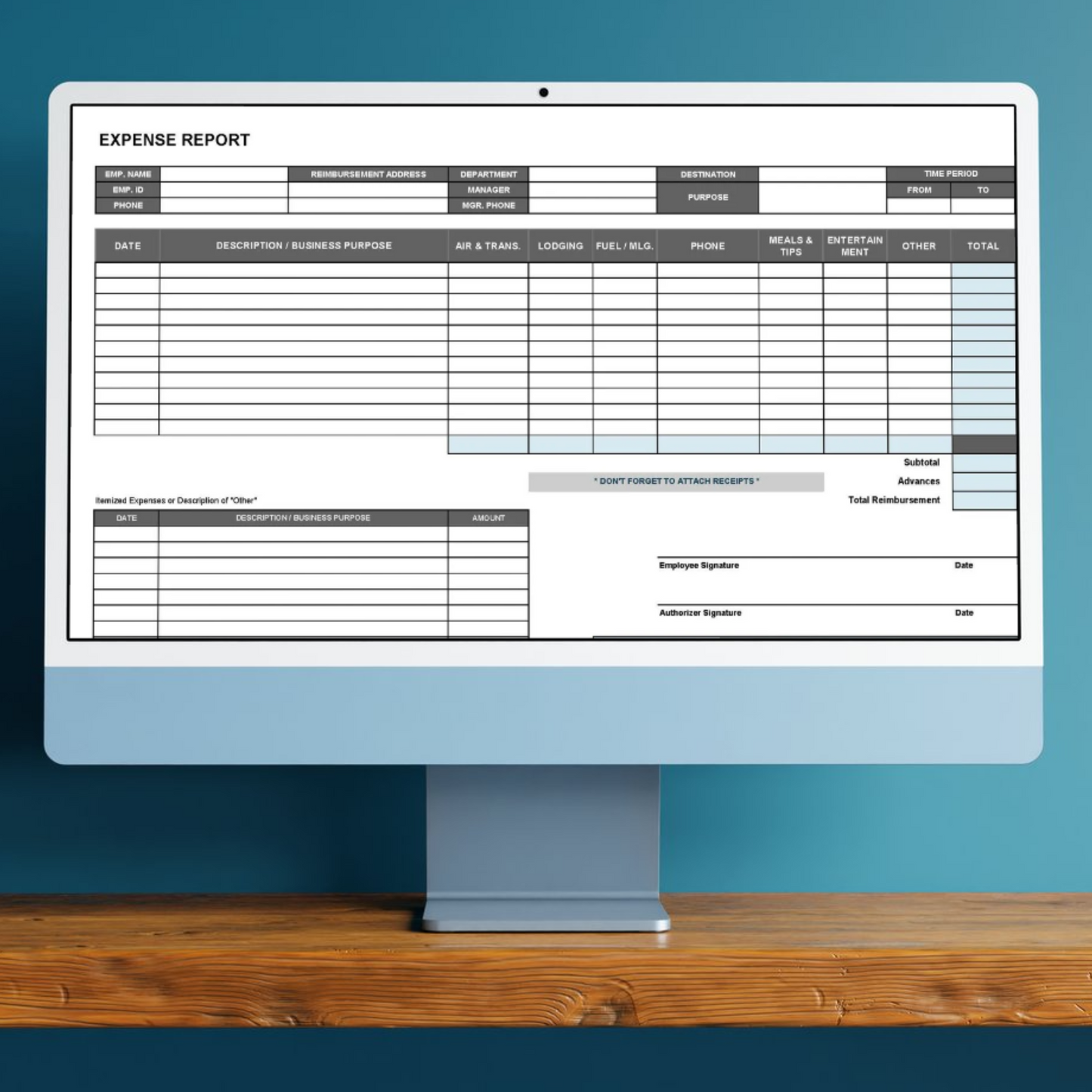 Printable Expense Report Form | Editable Employee Reimbursement Expenses