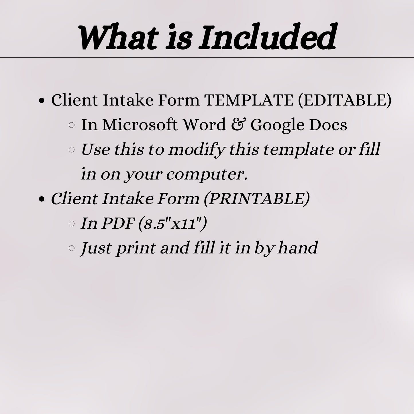 Cleaning Service Client Intake Form