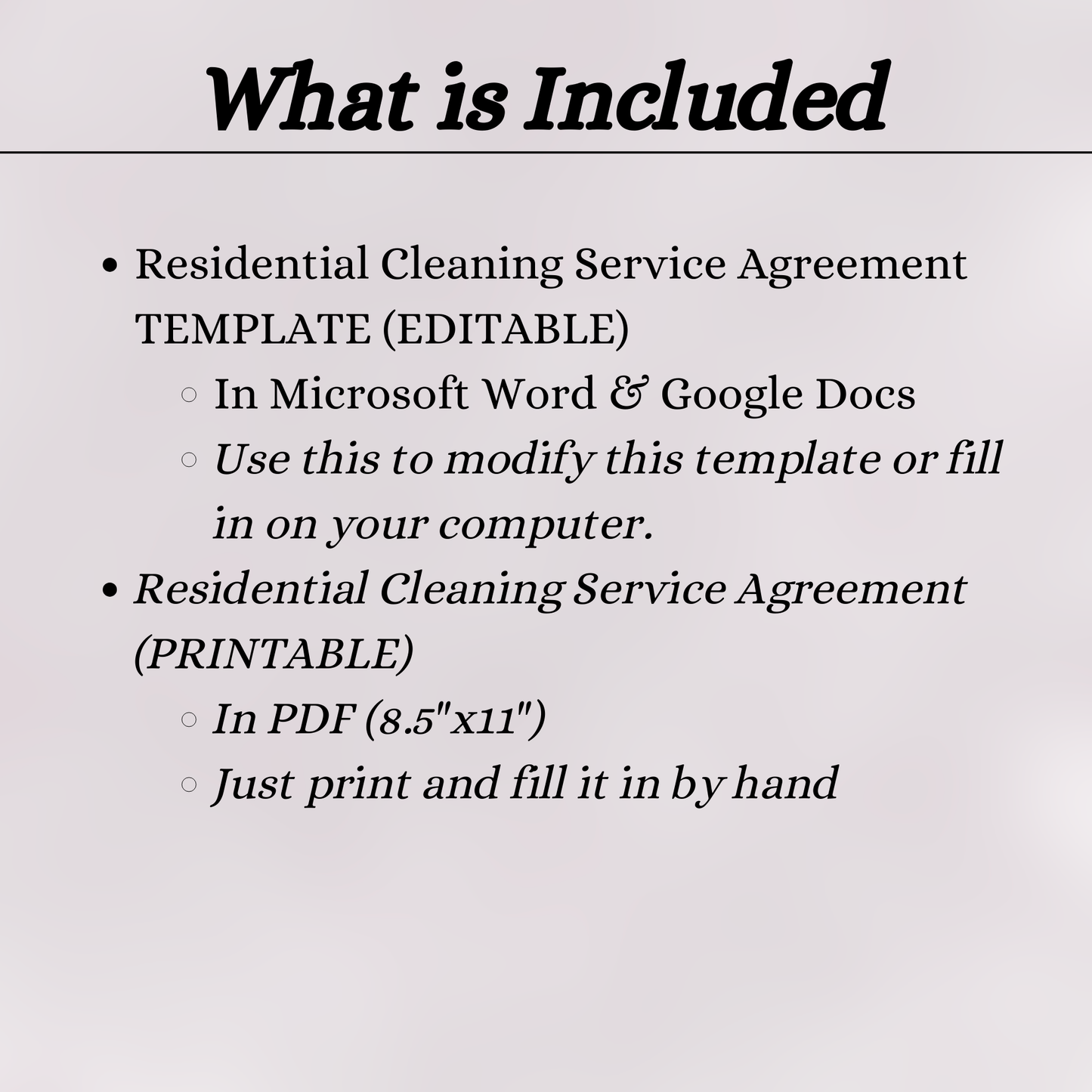 Residential Cleaning Service Agreement
