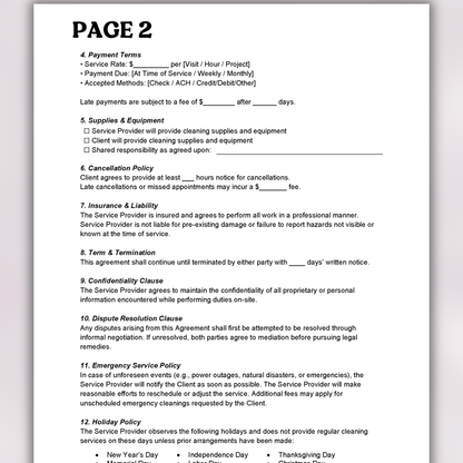 Commercial Cleaning Service Agreement