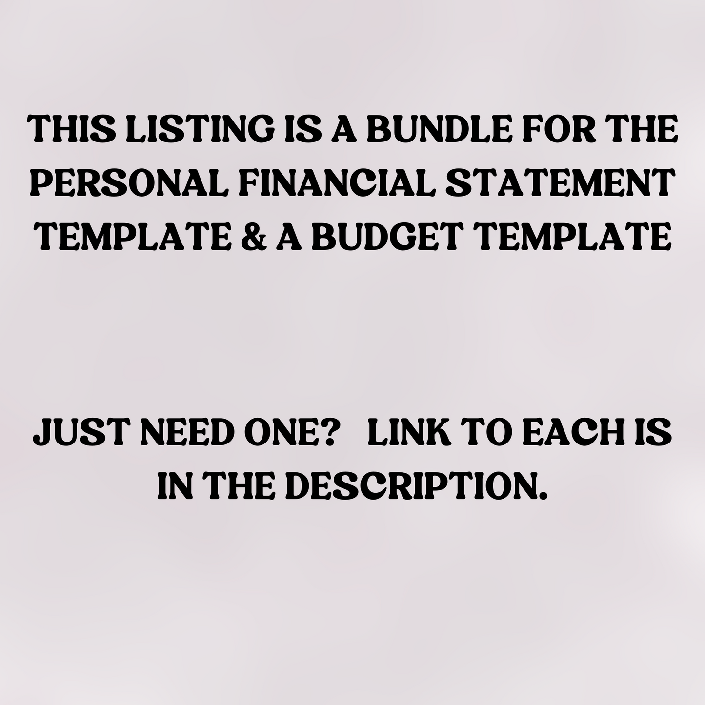 BUNDLE Personal Financial Statement with Budget Template (Excel)