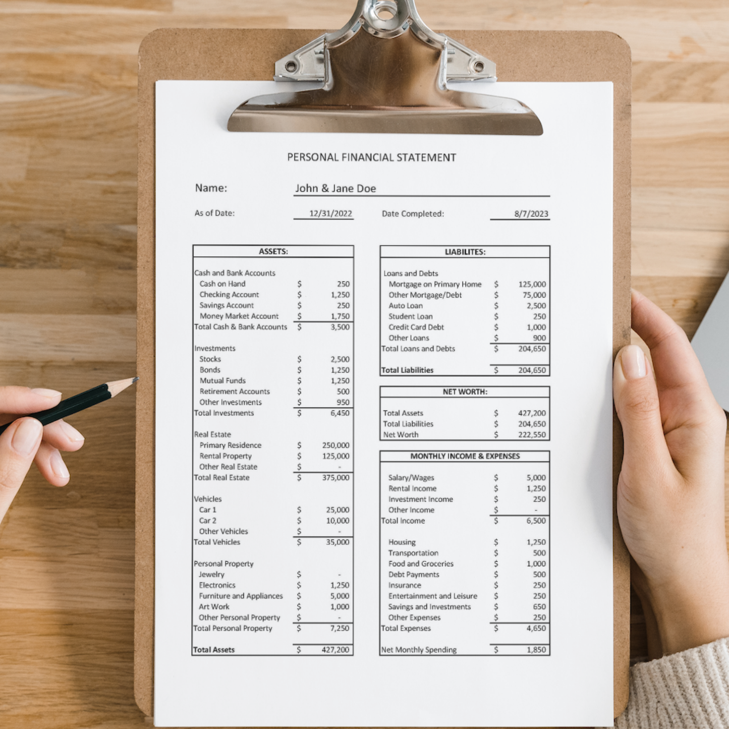 Personal Financial Statement Template | Net Worth & Budget Tracker (Excel)