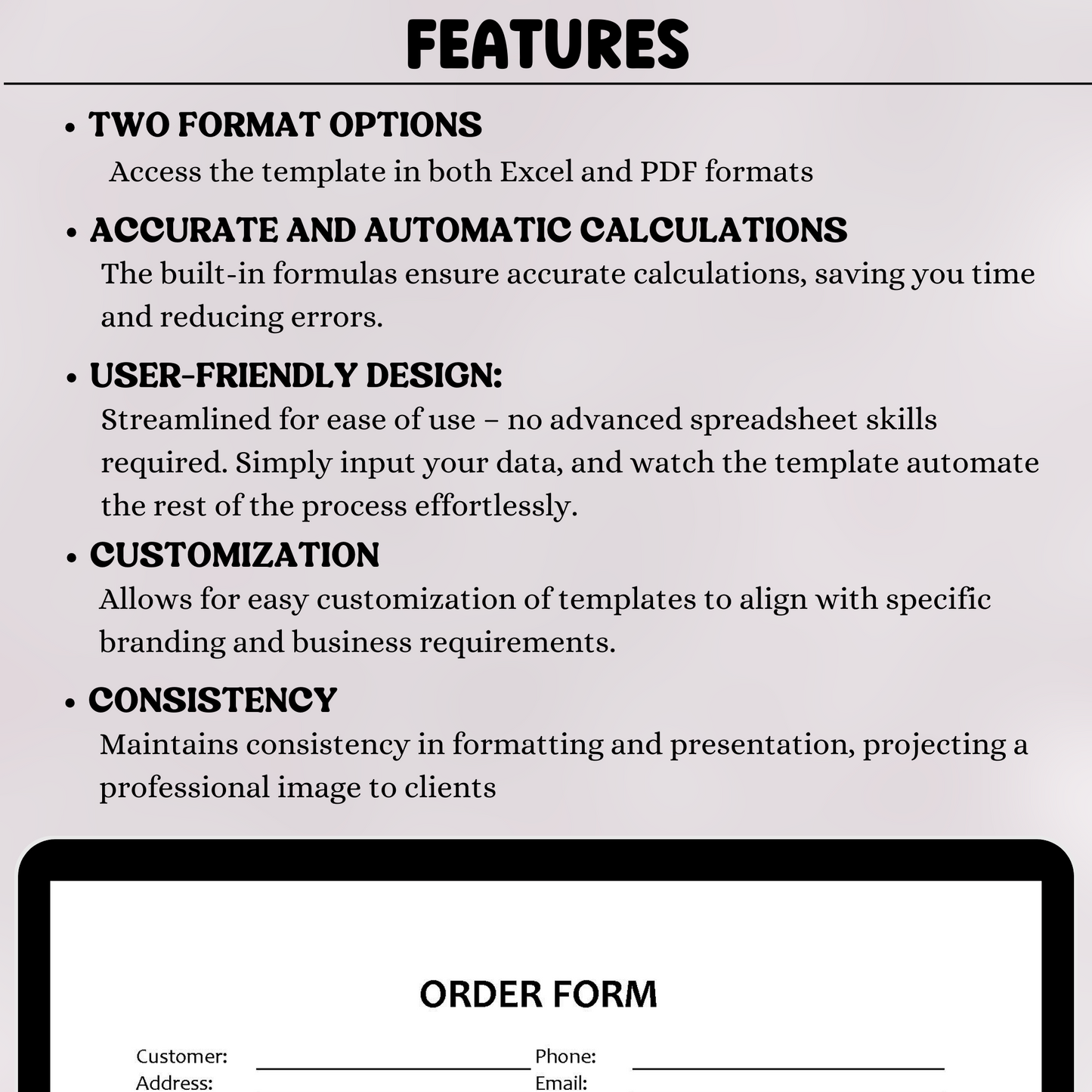 Order Form Template Version 1 (Excel)
